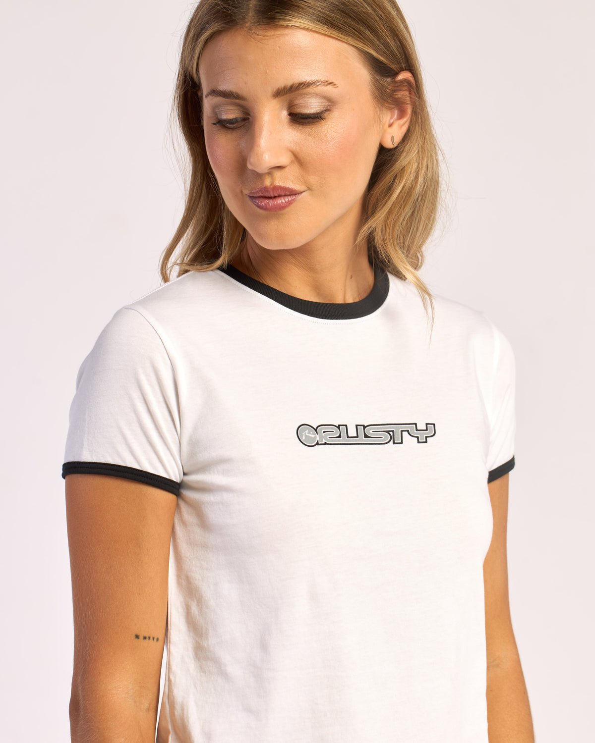 Remera Mc Rusty Classic Ringer Baby Tee Ld White