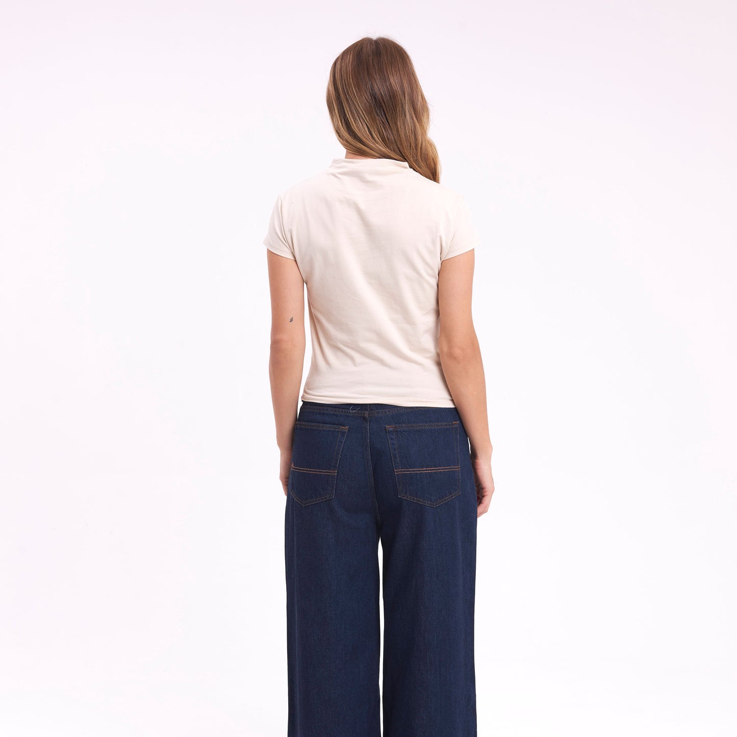 Fashion Top Rusty Annie Hi Neck Baby Tee Ld Ecru