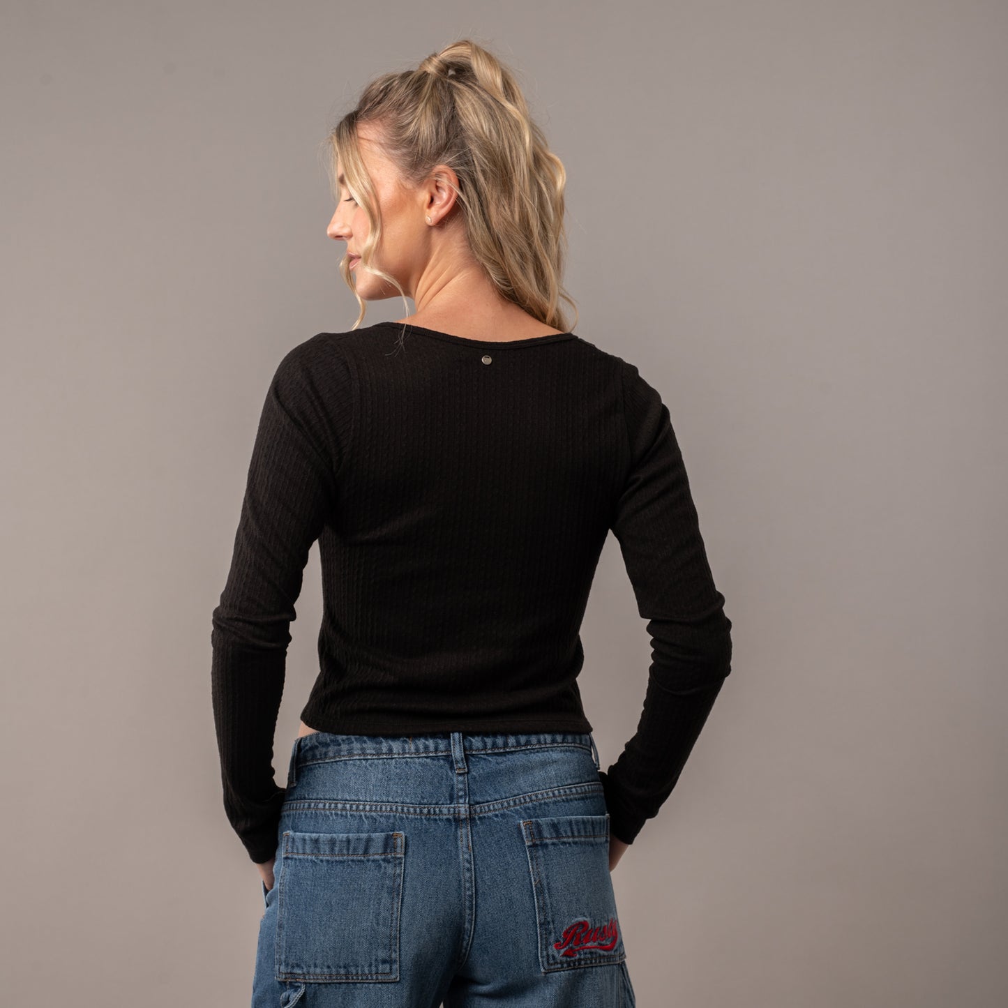 Fashion Top Rusty Braid Ls Tee Ld Black