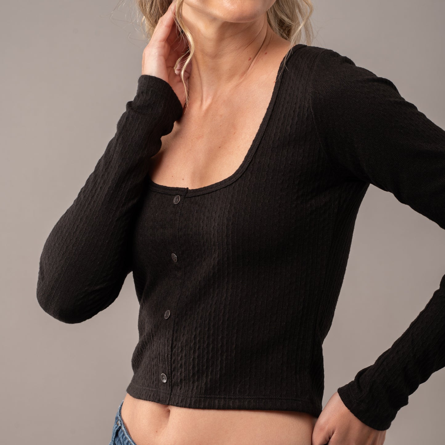 Fashion Top Rusty Braid Ls Tee Ld Black