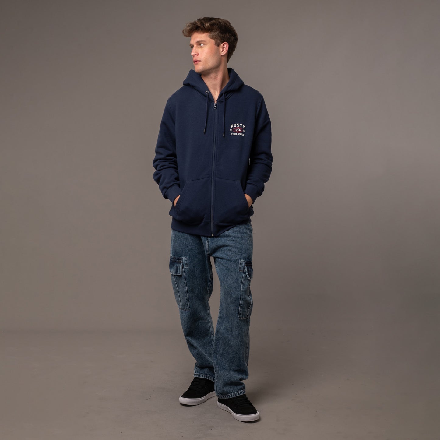 Campera Canguro Rusty Collegiate Worldwide Superbig Navy Blue