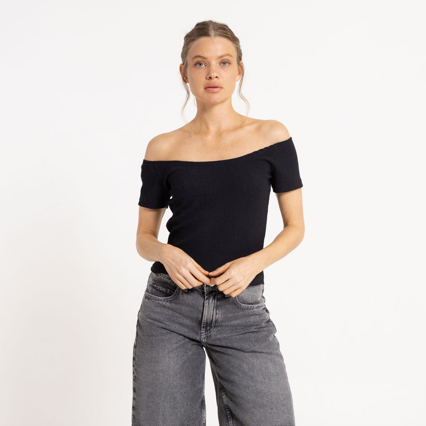 Fashion Top Rusty Ciao Bella Off Shoulder Top Ld Black