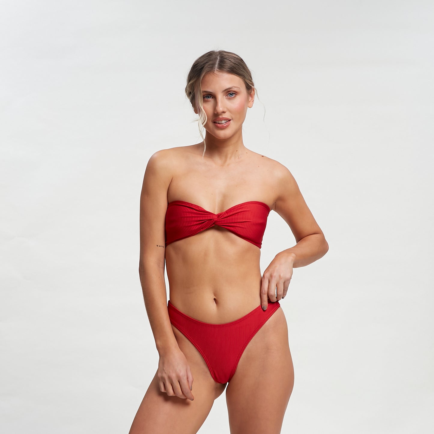 Bikini Alto Rusty Connect Twist Bandeau Bik Top Ld Fiesta Red