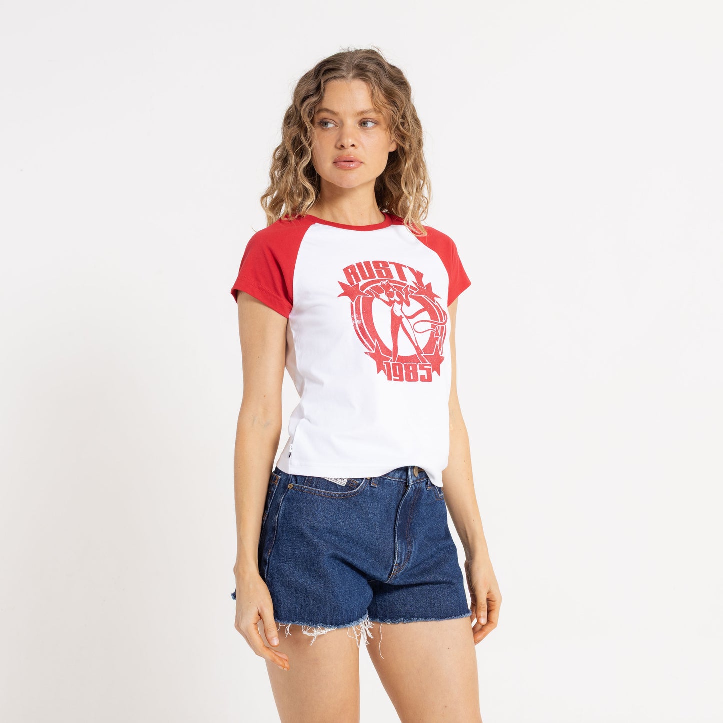 Remera Mc Rusty Daring Devil Cap Sleeve Baby Tee Ld White