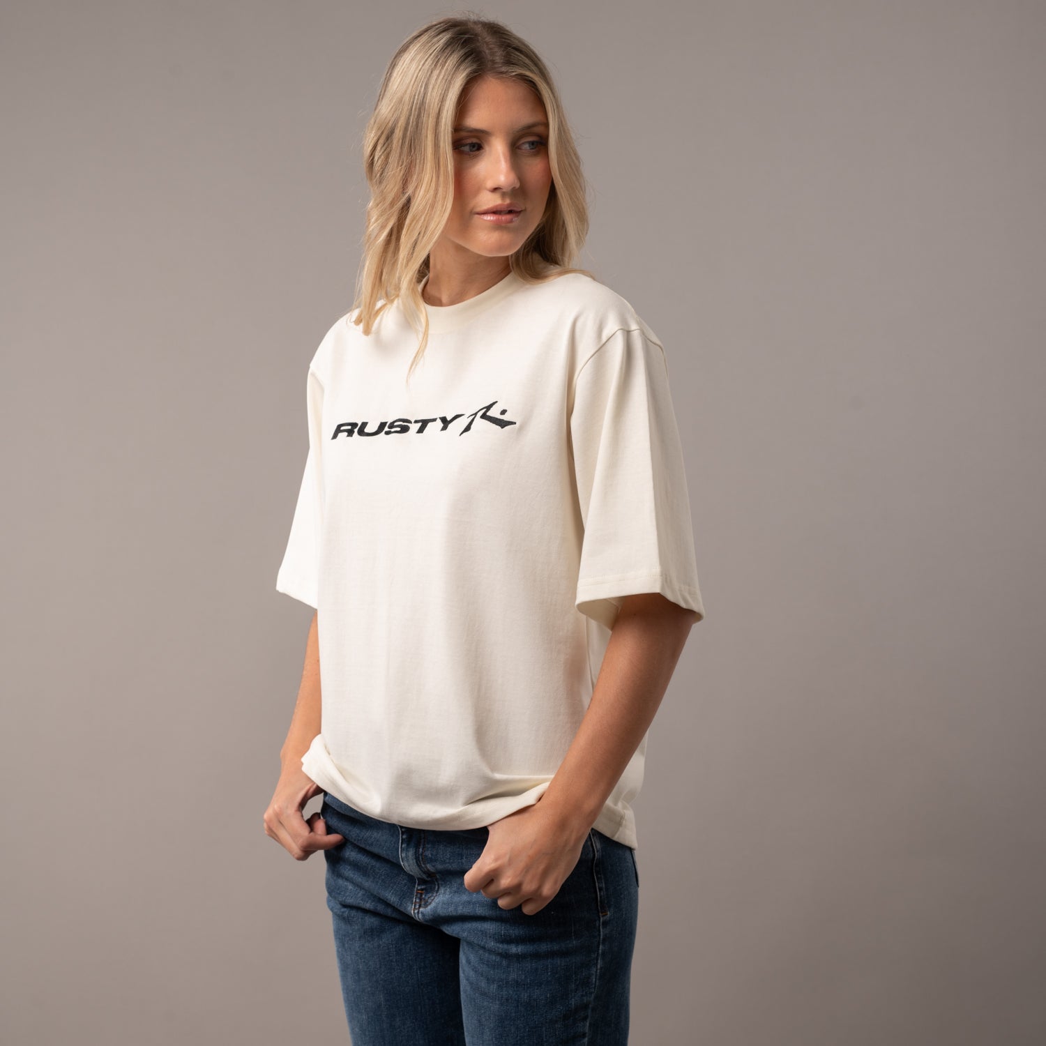 Remera Rusty Essentials Crop Boxy Fit Ld White