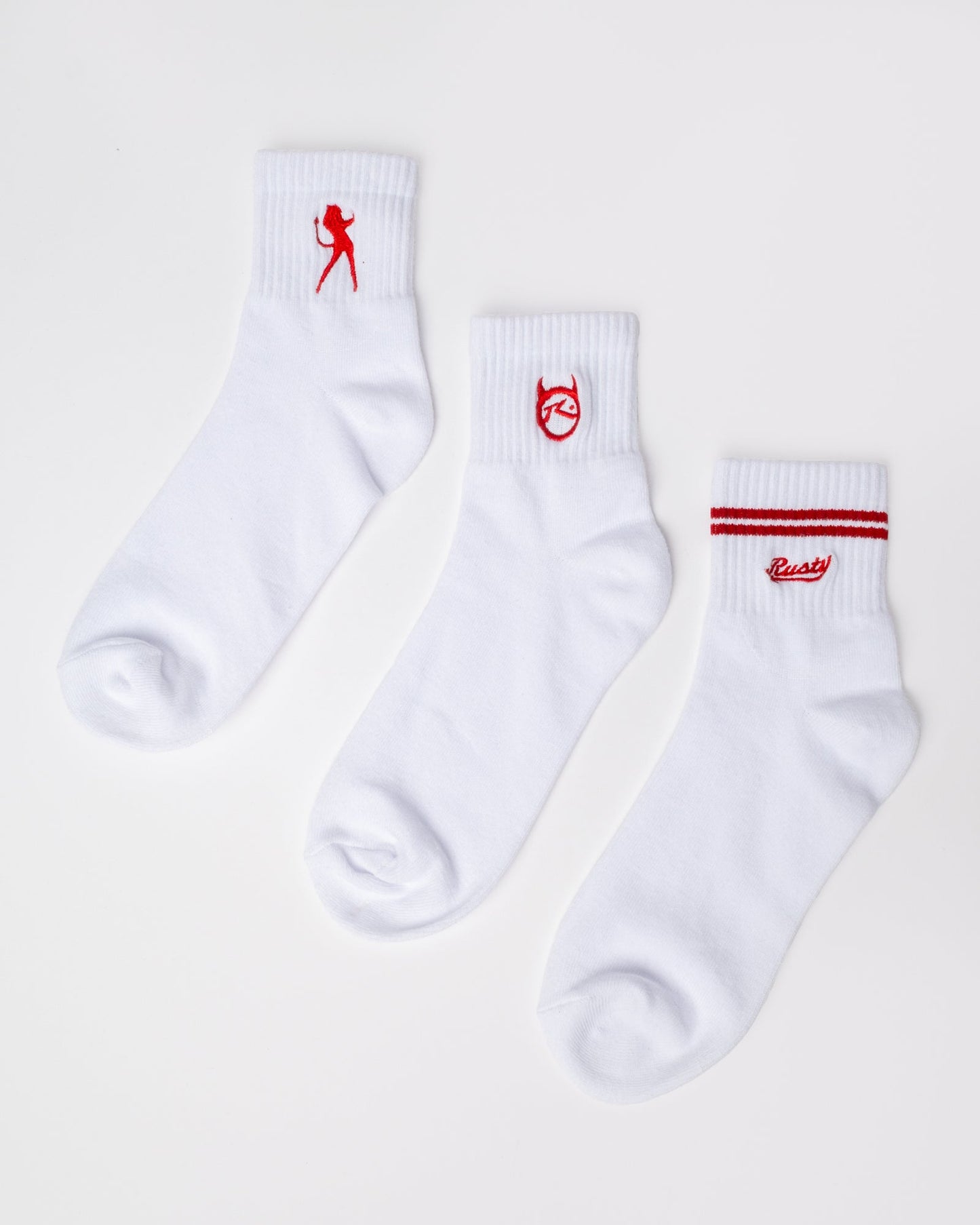 Medias Rusty Fancy Day Crew 3-Sock Pack* White