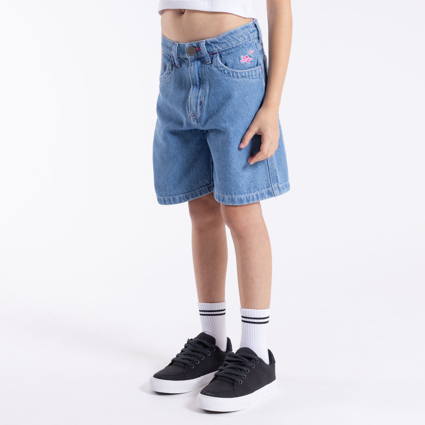 Bermuda Rusty Flip Girl Wide Denim Jort Girls Blue