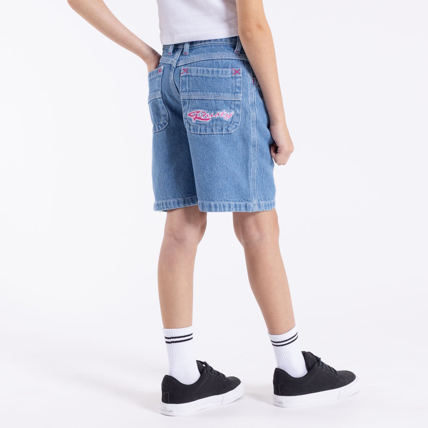 Bermuda Rusty Flip Girl Wide Denim Jort Girls Blue