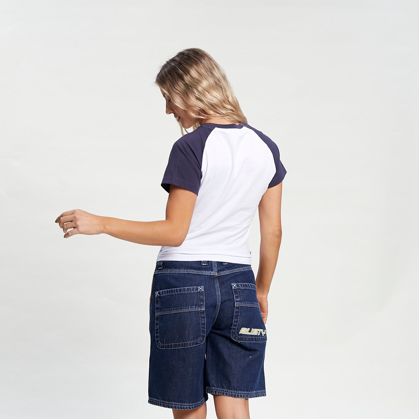 Bermuda Rusty Flip Mommy Low Rise Long Denim Short Ld Deep Blue