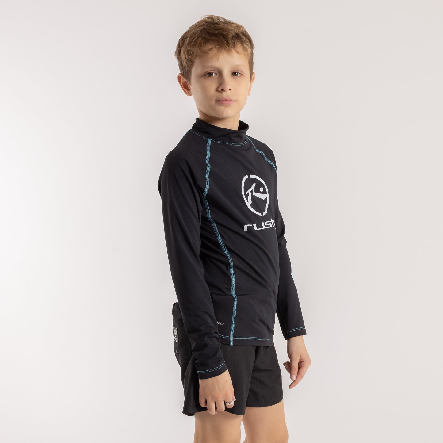 Rashie Rusty Gnaraloo Long Sleeve Surf Top Boys Black