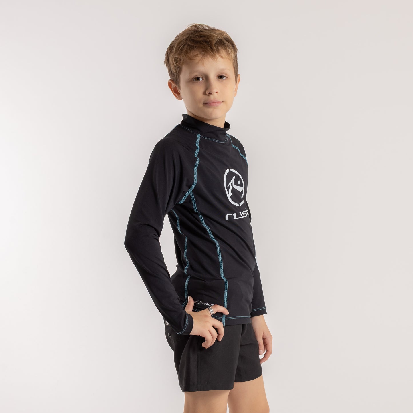 Rashie Rusty Gnaraloo Long Sleeve Surf Top Boys Black