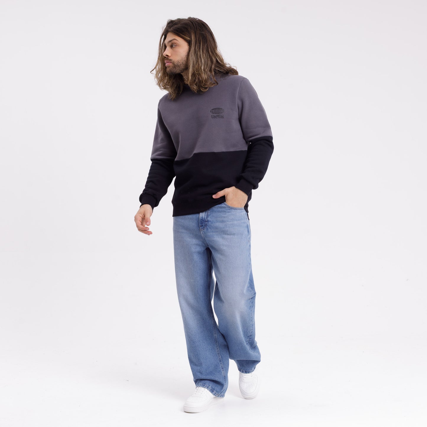 Buzo Rusty Halfieng Crew Black/Grey