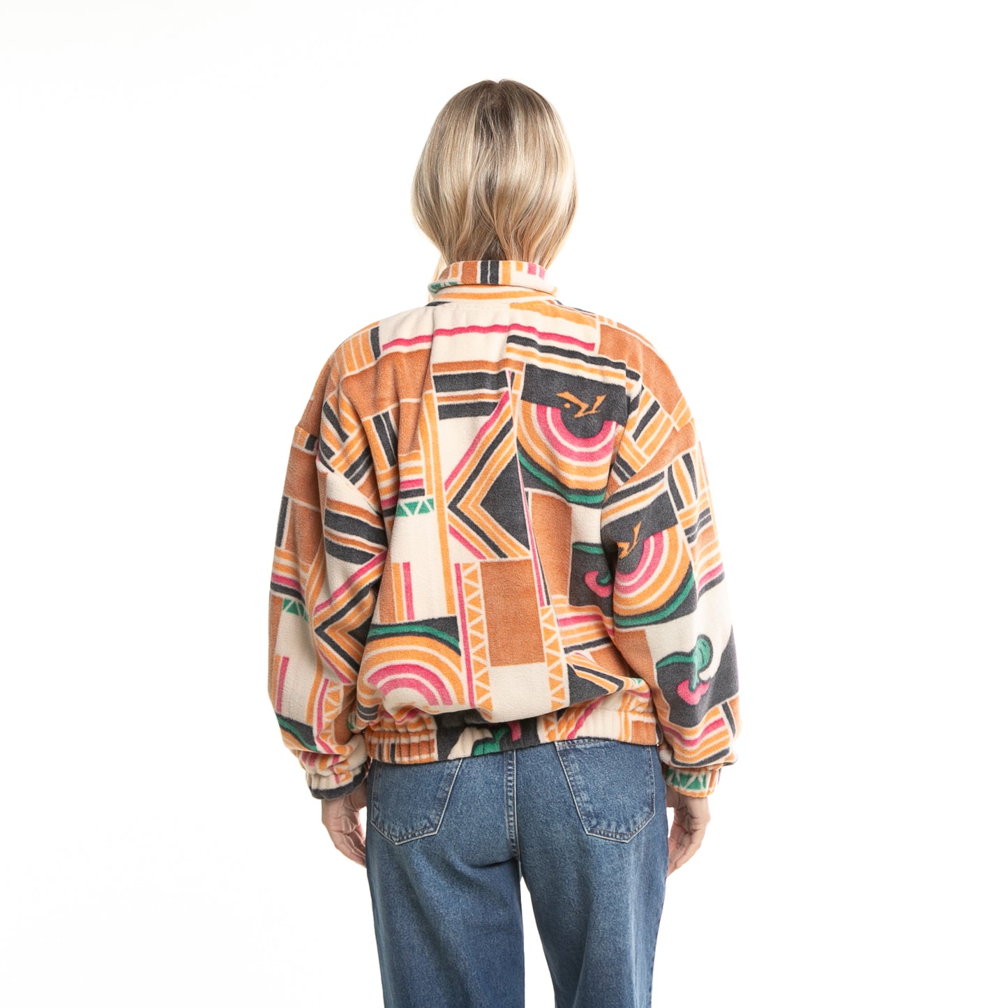 Campera Canguro Rusty Josie Mock Neck Printed Fleece Ld Cream