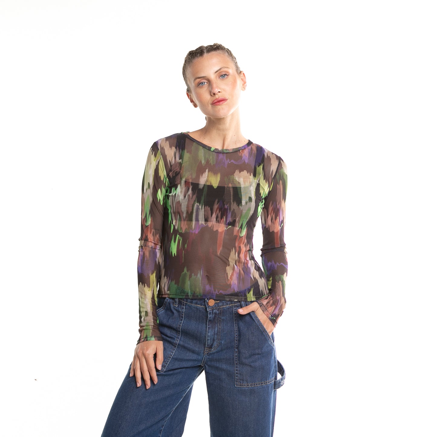 fashion_top_rusty_color_flash_ls_top_ld_black#BK#BLACK