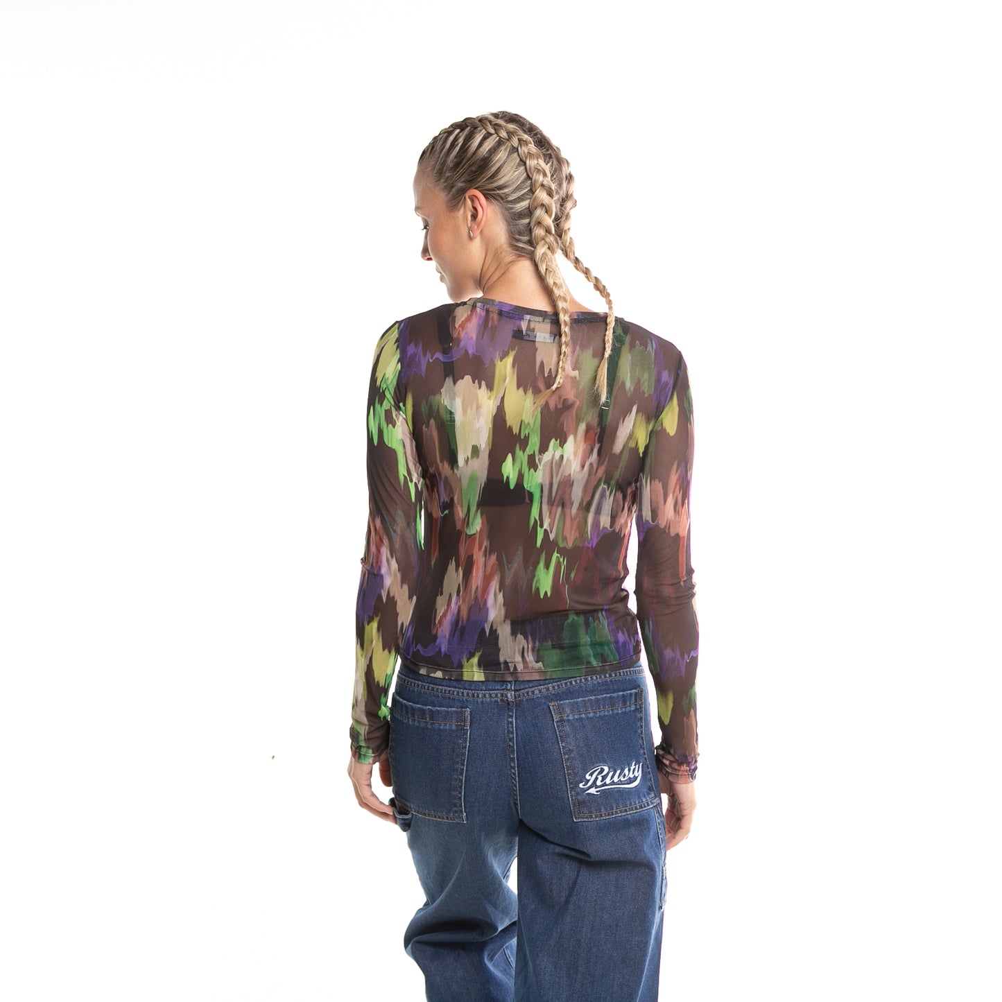 fashion_top_rusty_color_flash_ls_top_ld_black#BK#BLACK