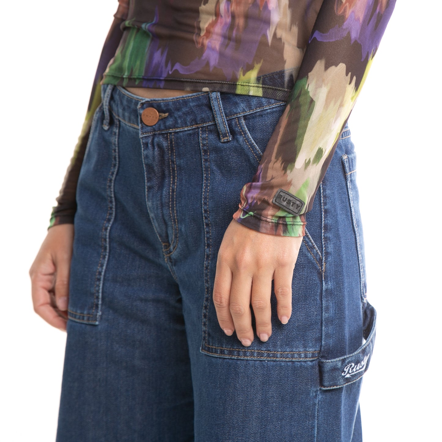 fashion_top_rusty_color_flash_ls_top_ld_black#BK#BLACK