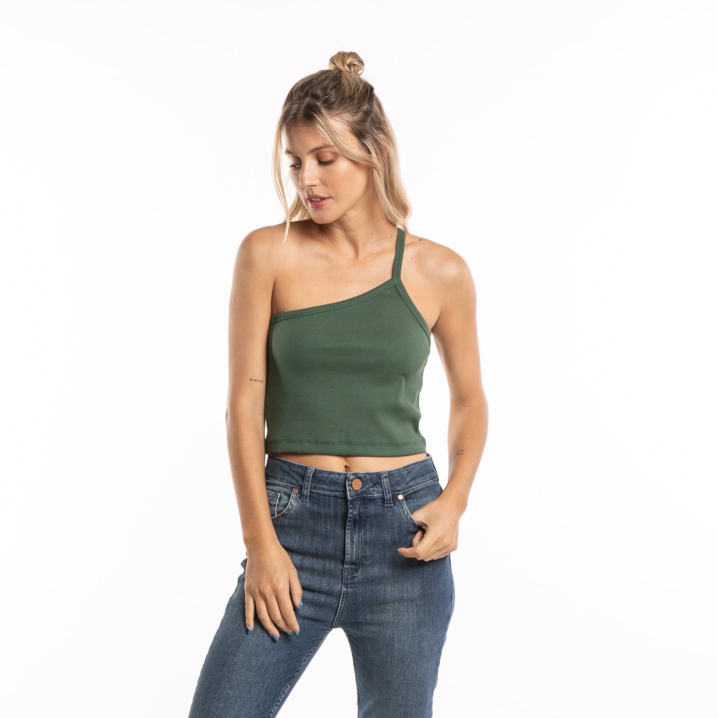 Musculosa Rusty Everywhere One Shoulder Tank Ld Dark Emerald