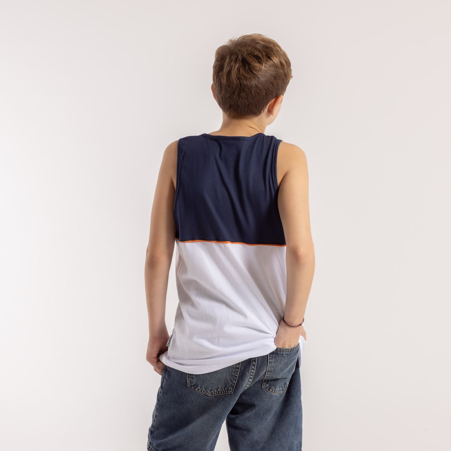 Musculosa Rusty Infinity Tank Jr White/Navy Blue