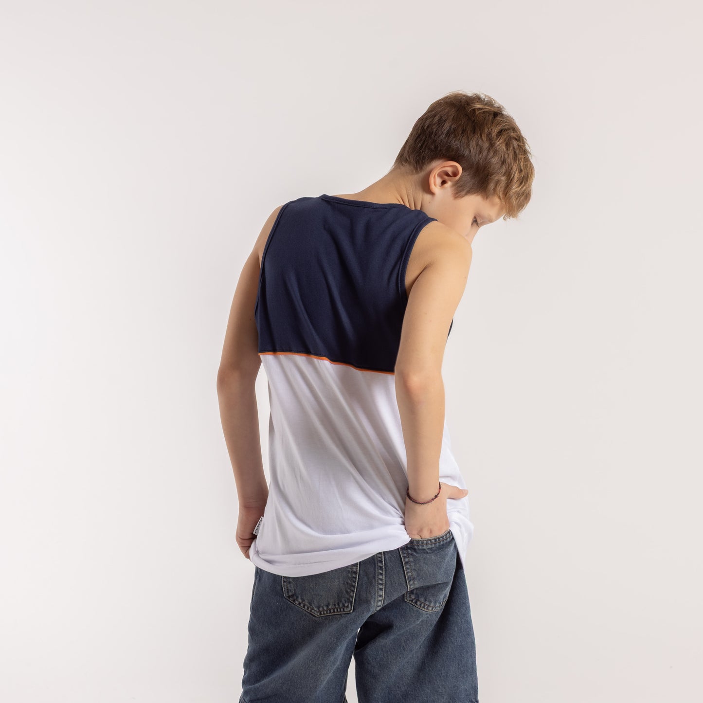 Musculosa Rusty Infinity Tank Jr White/Navy Blue