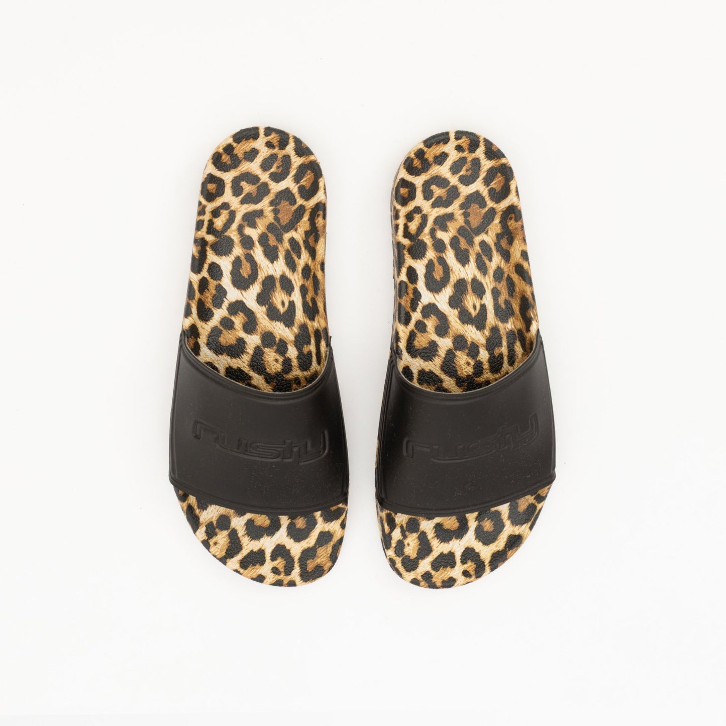 Ojotas Rusty Lennie Leopard Slide Ld Black