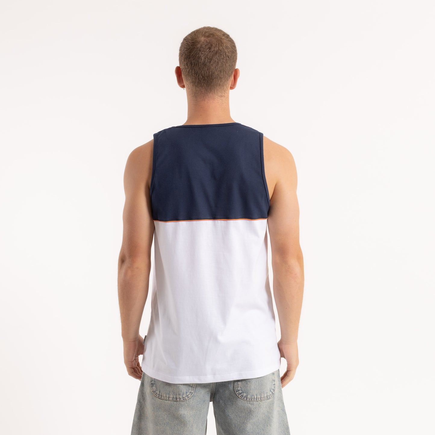 Musculosa Rusty Infinity Tank White/Navy Blue