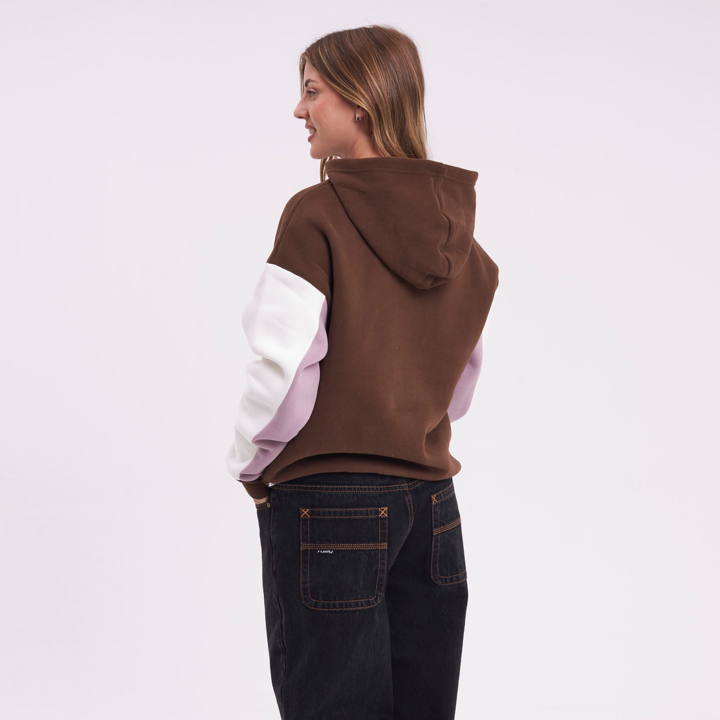 Canguro Rusty Neopole Panelled Hooded Fleece Pinecone/Berry Cream
