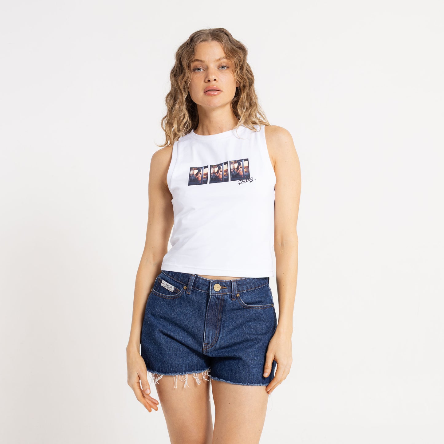 Musculosa Rusty On Holidays Fitted Skimmer Tank Ld Off White