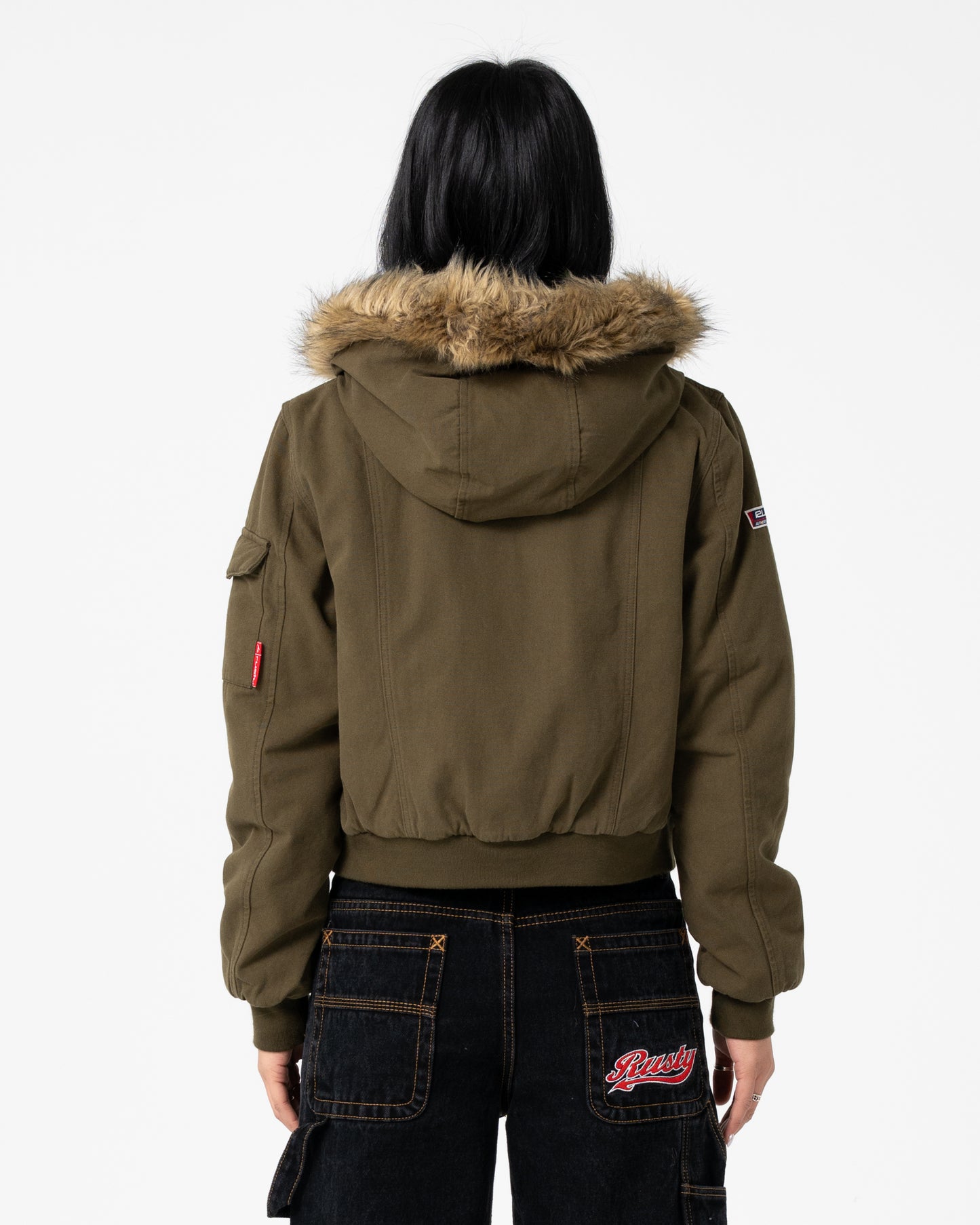 Campera Abrigo Rusty Ultra Furry Bomber Jacket Army Green