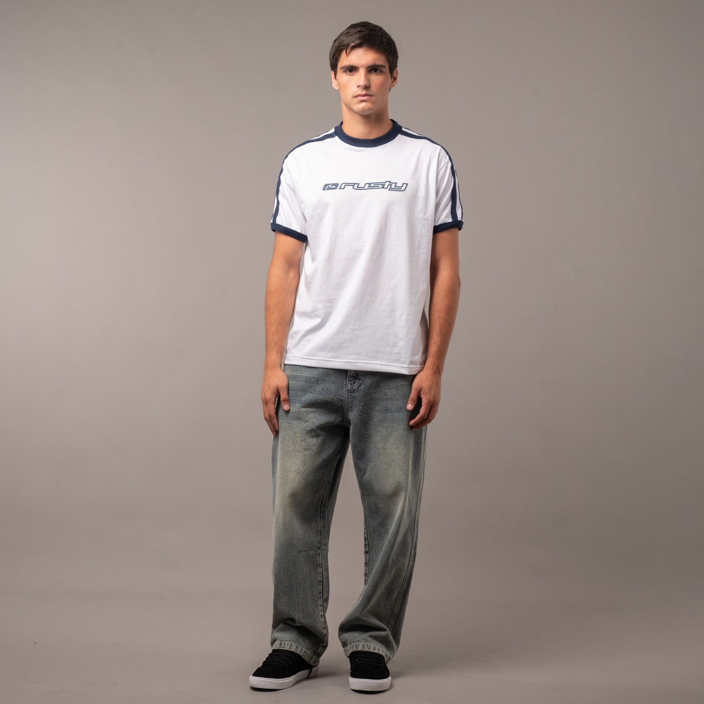 Remera Rusty Pedro White/Navy Blue