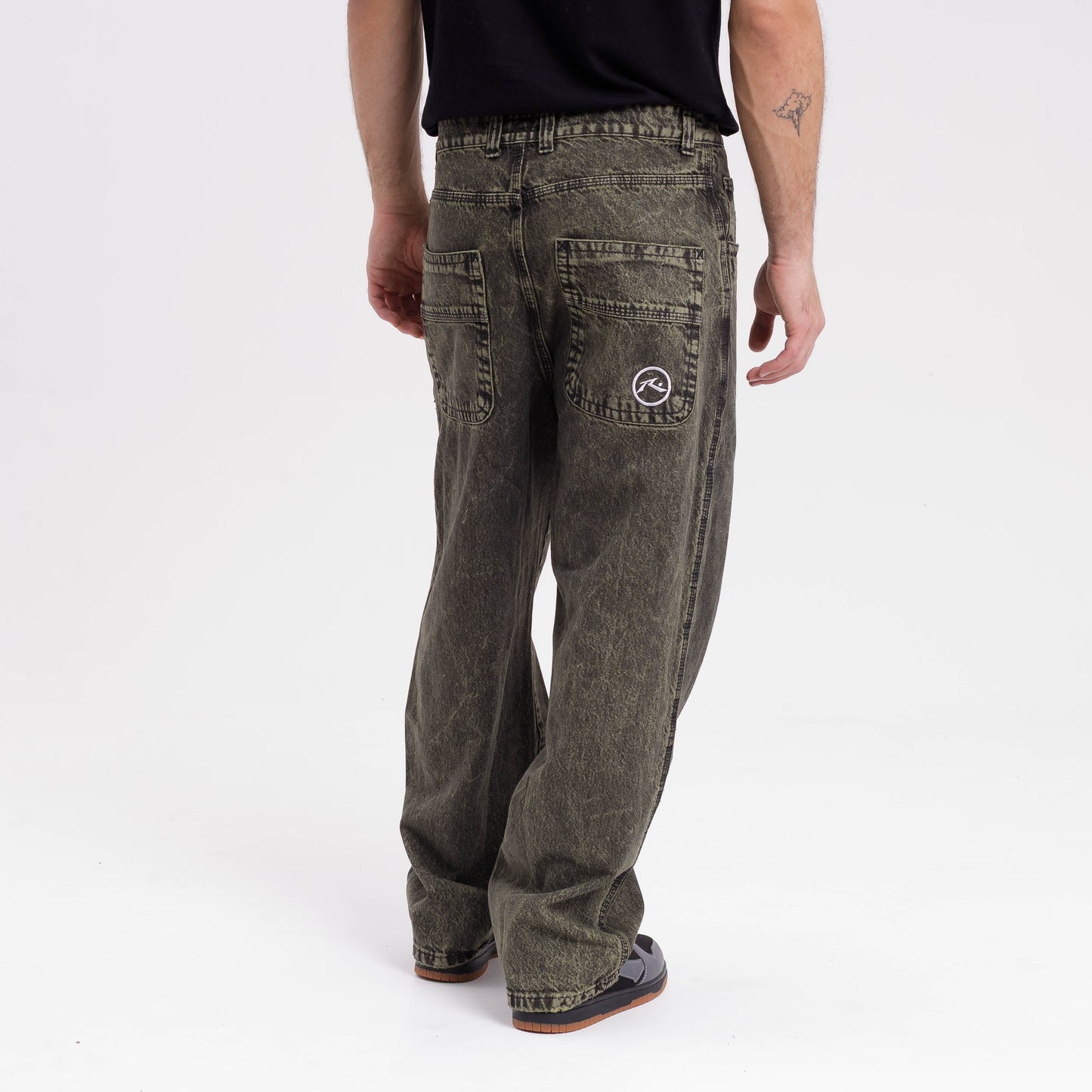 Jean Rusty R Dot Overdyed Green