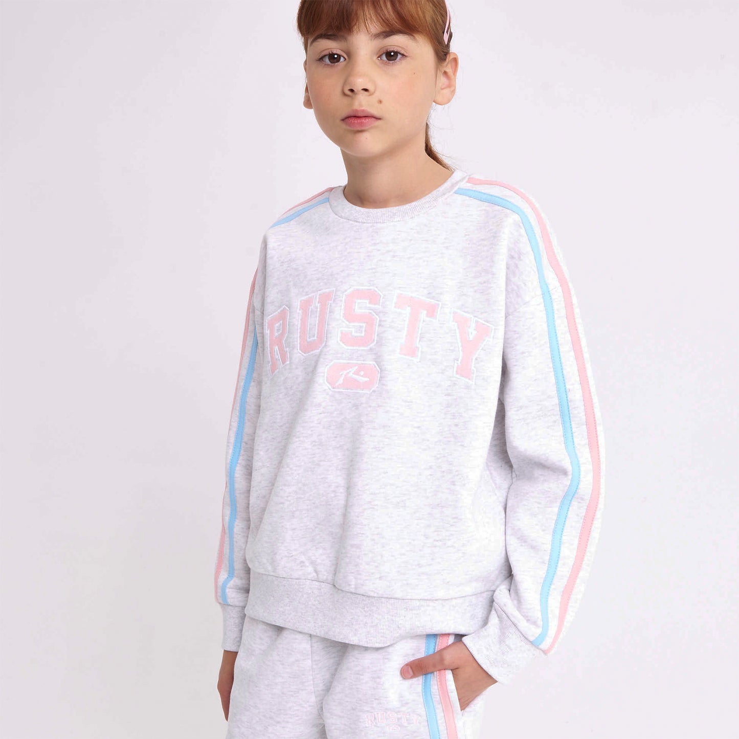 Buzo Rusty Girls Team Varsity Crew Fleece Ecru Marle