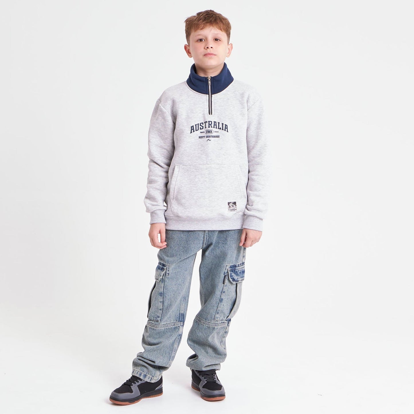 Buzo Rusty Australian 1/4 Zip Crew Jr White Marle