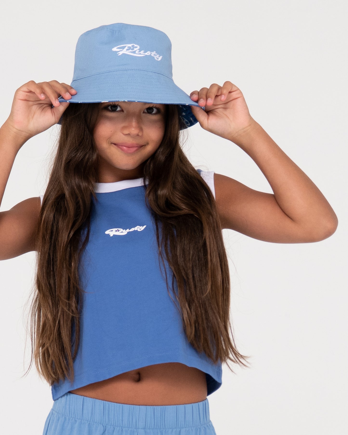 Piluso Rusty Summer Time Reversible Bucket Hat Girls* Yonder Blue