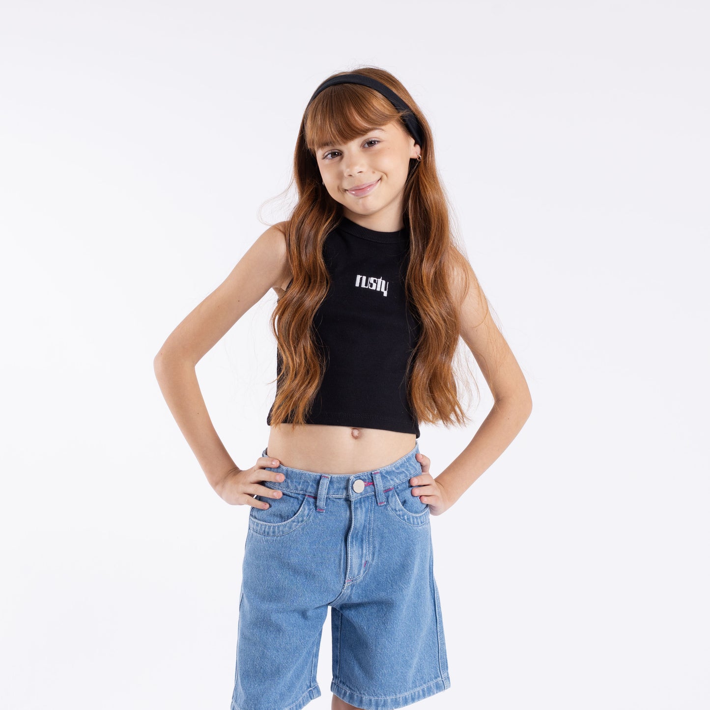 Musculosa Rusty Sunset Racer Tank Girls Black