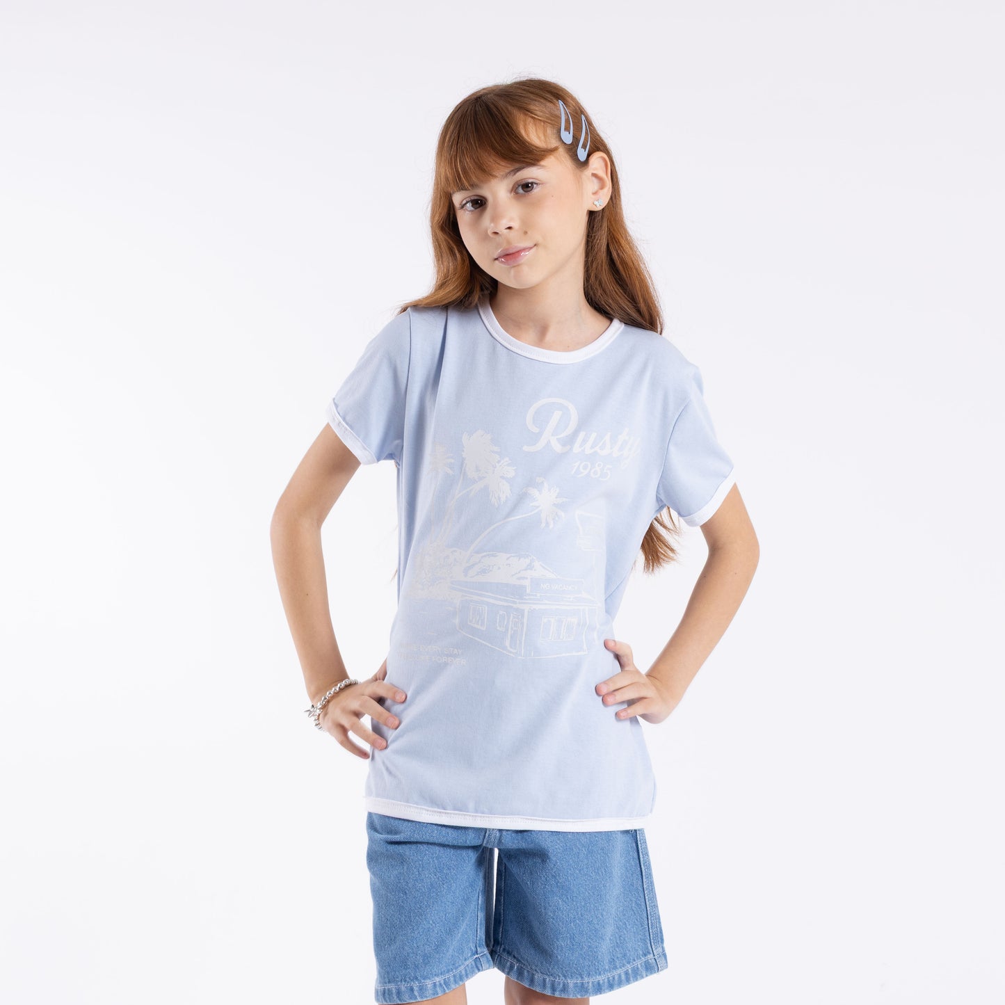 Remera Mc Rusty Sunset Wishes Ringer Tee Girls Kentucky Blue