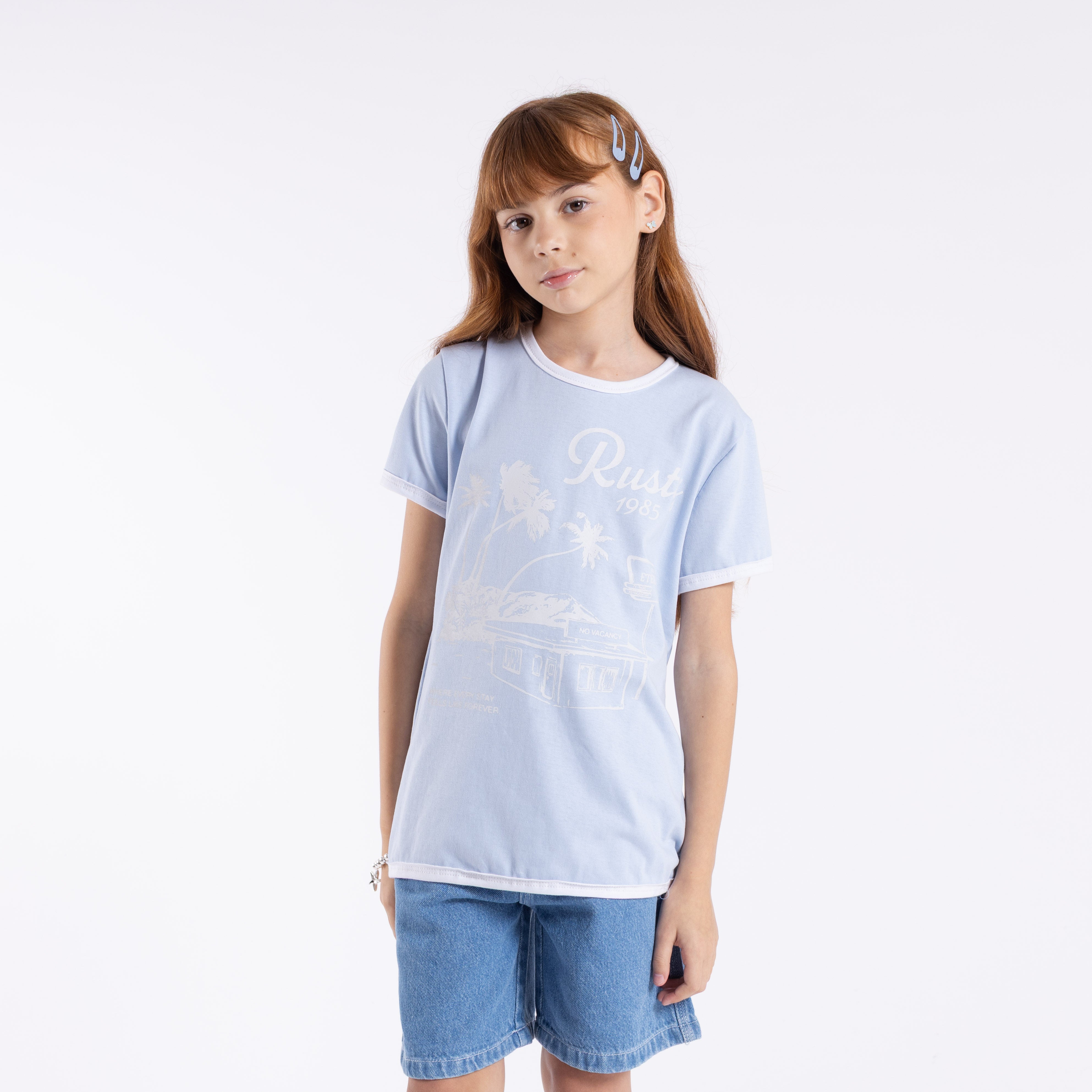 Remera Mc Rusty Sunset Wishes Ringer Tee Girls Kentucky Blue