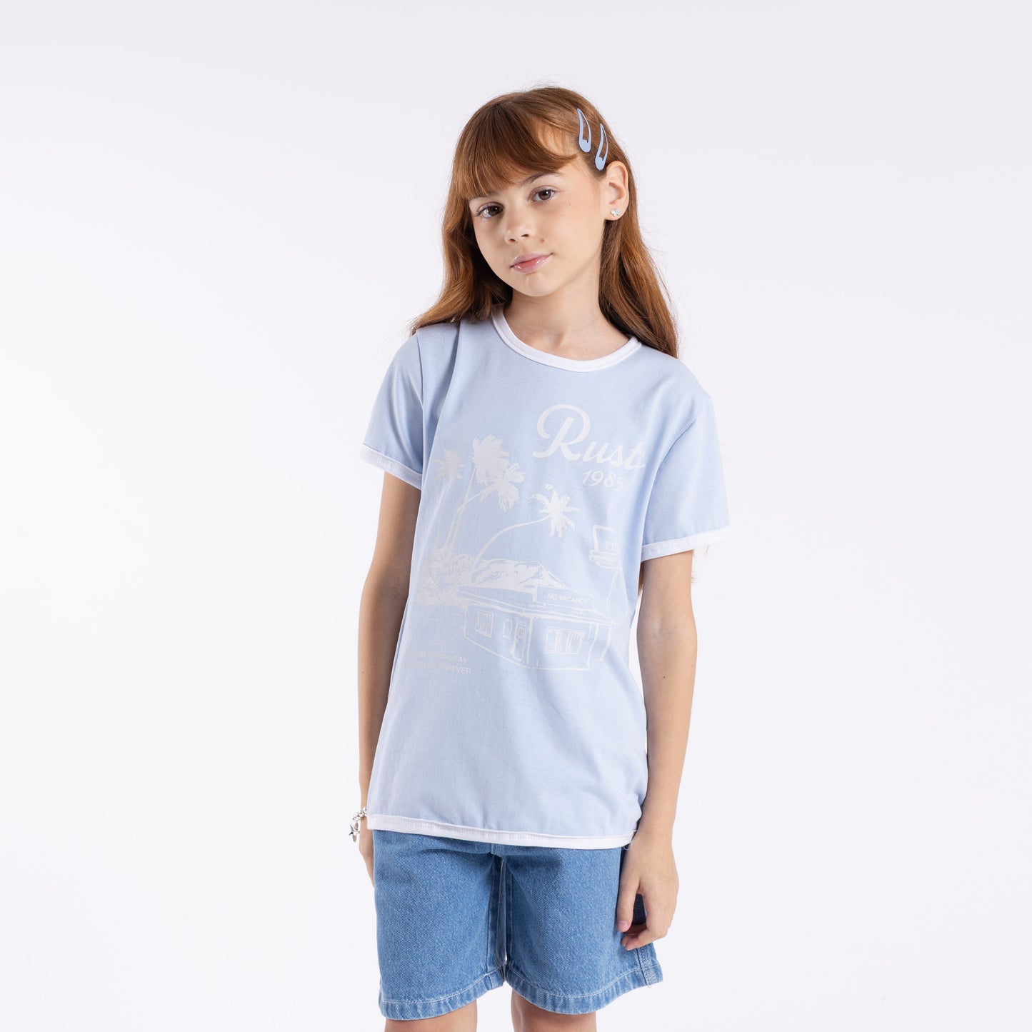 Remera Mc Rusty Sunset Wishes Ringer Tee Girls Kentucky Blue