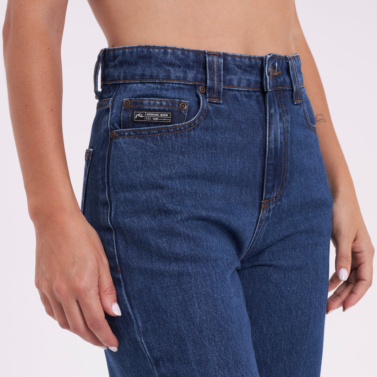 Jean Rusty Suzy Straight Mid Rise Jean Ld Deep Sea Blue