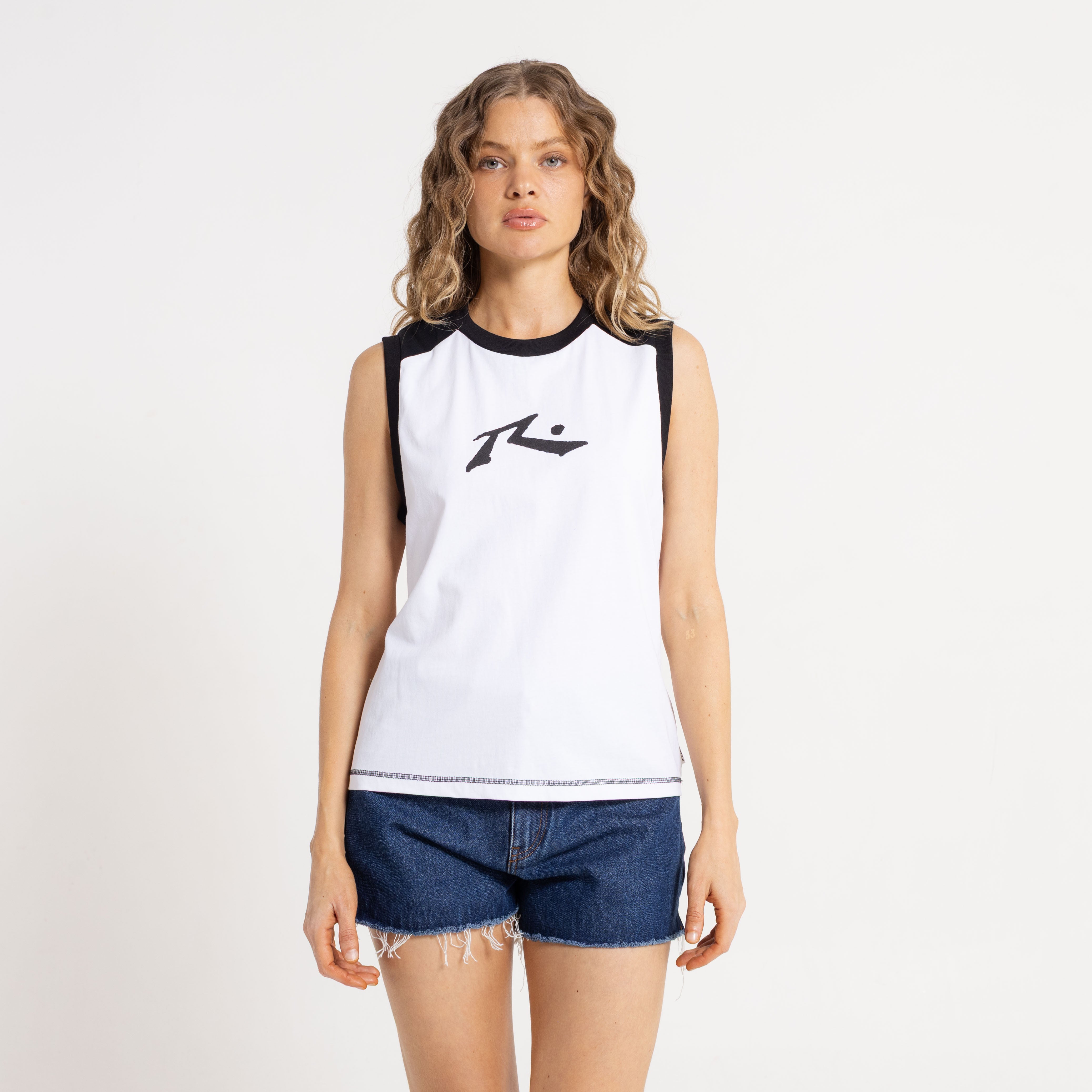 Musculosa Rusty Tamlin Contrast Raglan Tank Ld White