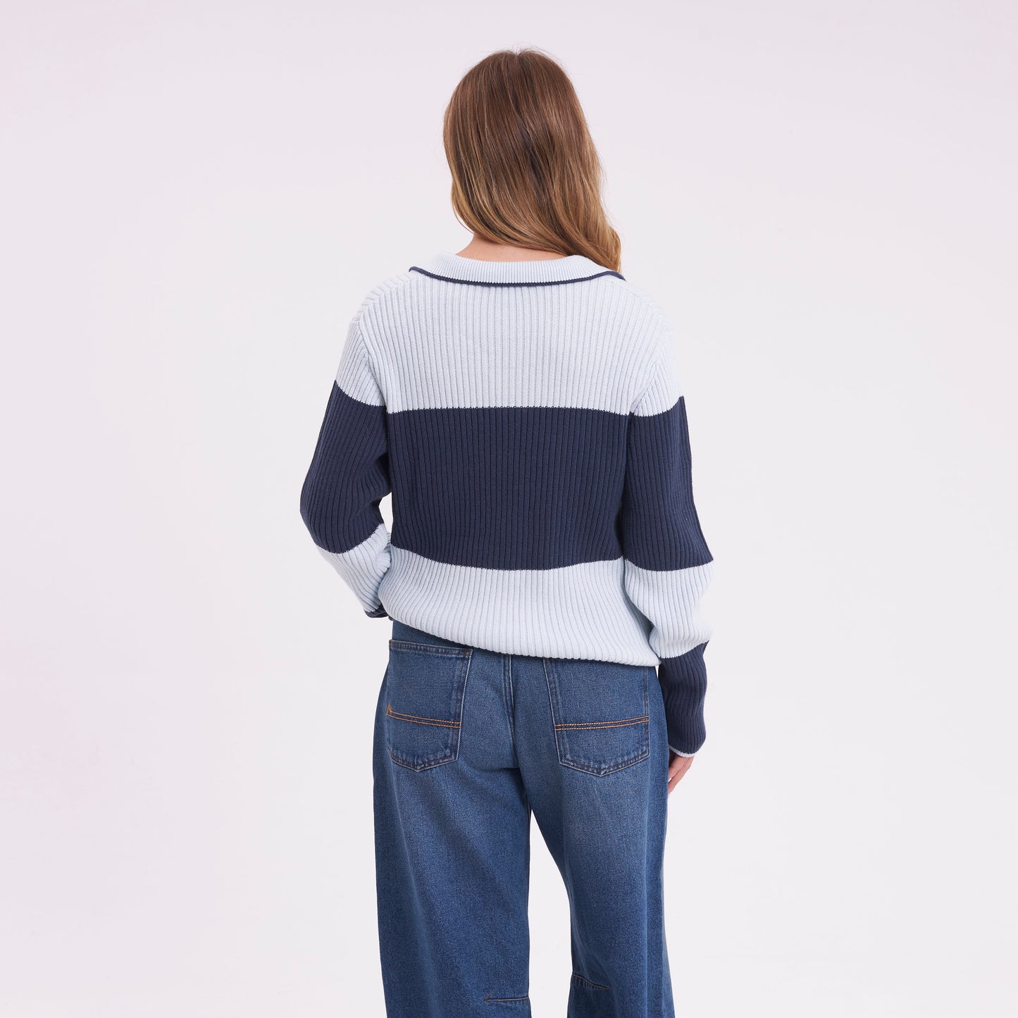 Sweater Rusty Try Me Knitted Rugby Top Retro Blue/Navy