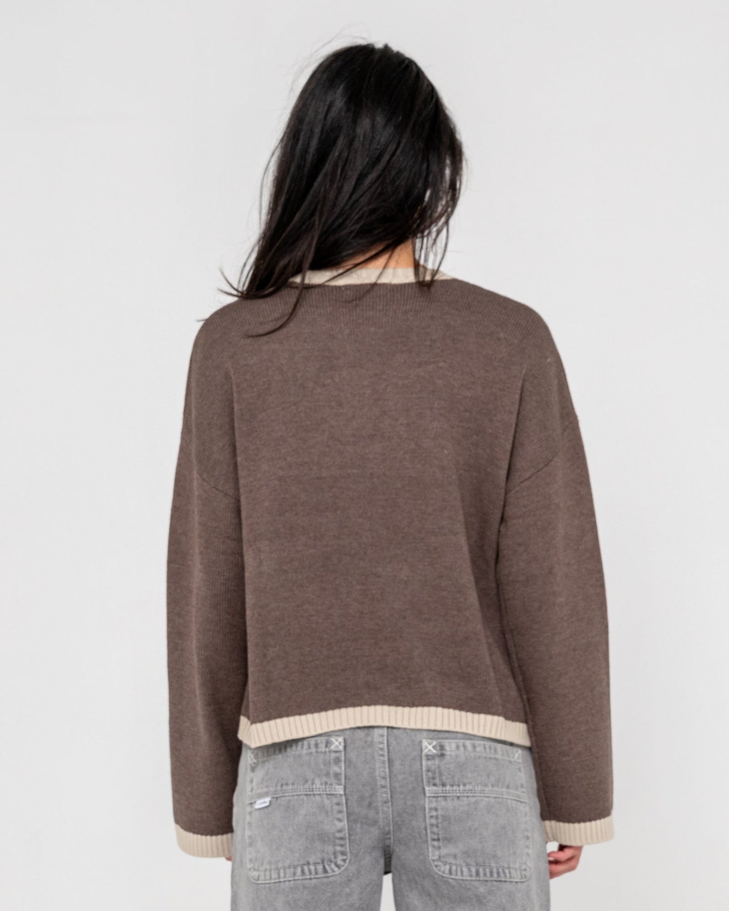 Sweater Rusty Rider Relaxed Crew Neck Knit Pinecone