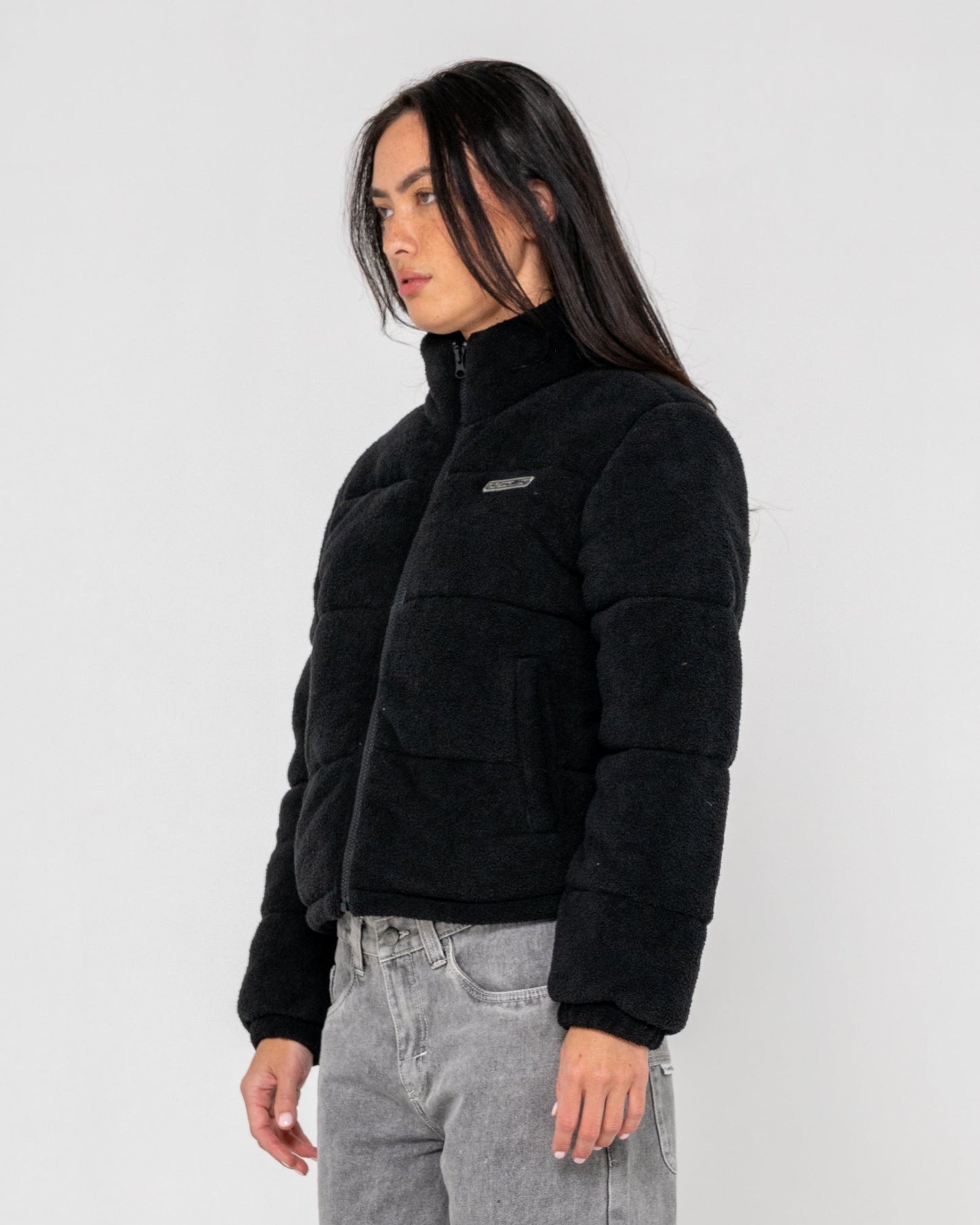 Campera Abrigo Rusty On And On Polar Fleece Puffer Jacket Black
