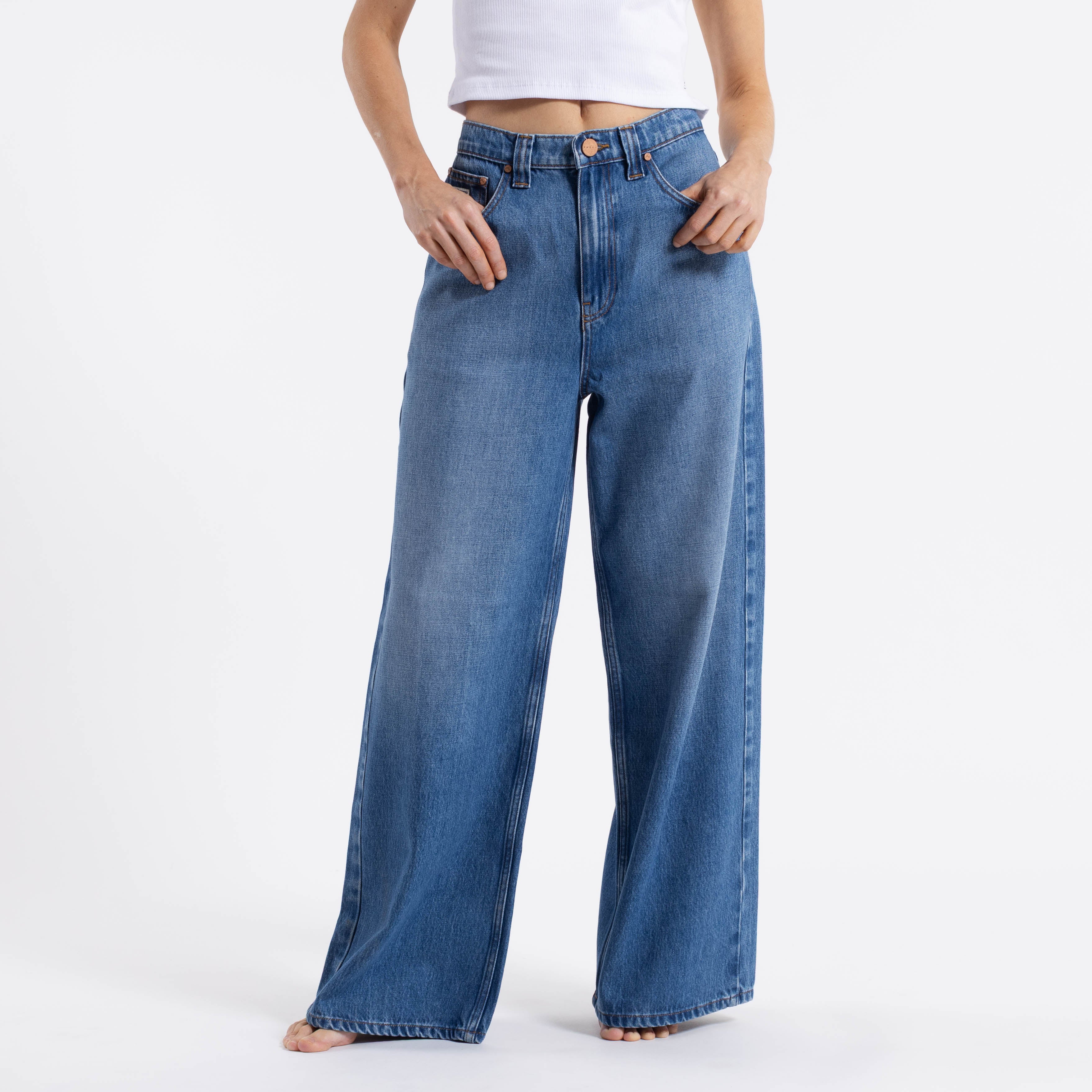 Jean Rusty Wendy Hi Rise Wide Leg Jean Ld Middy Blue