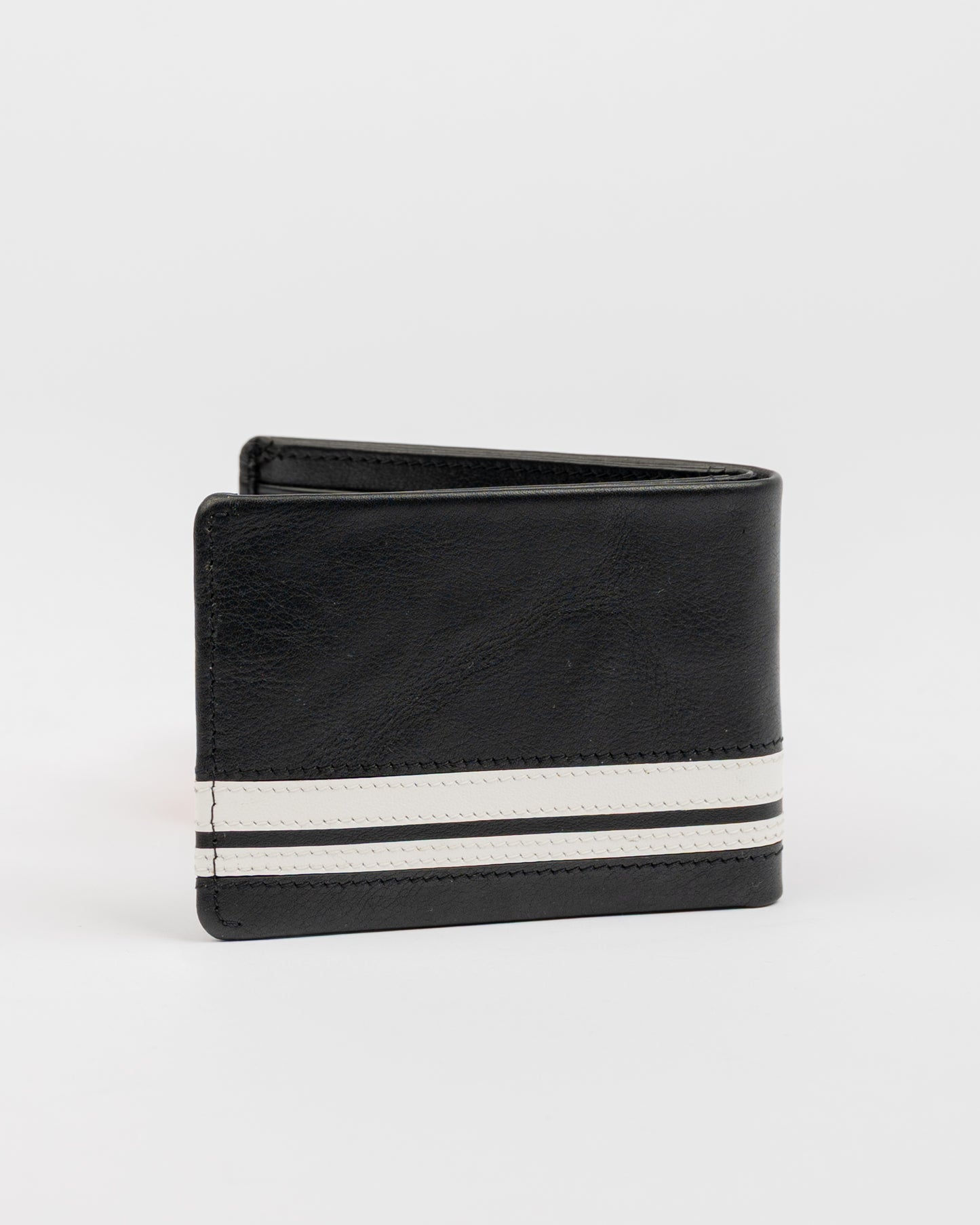 Billetera Rusty White Lines Leather Wallet Black