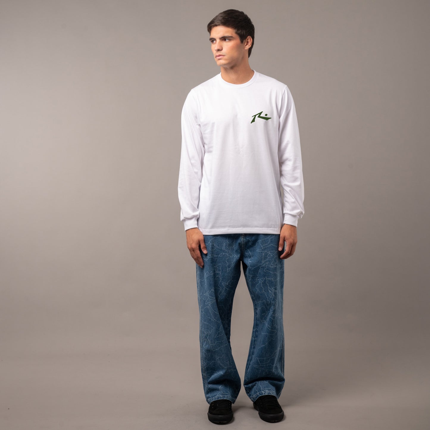 Remera Rusty Competition Ls White/Military Green