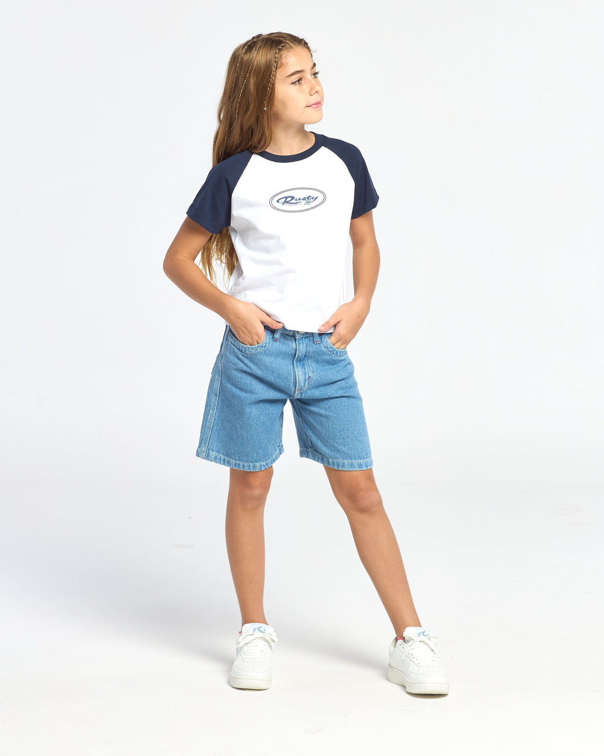 Remera Mc Rusty Tuff Raglan Baby Tee Girls White