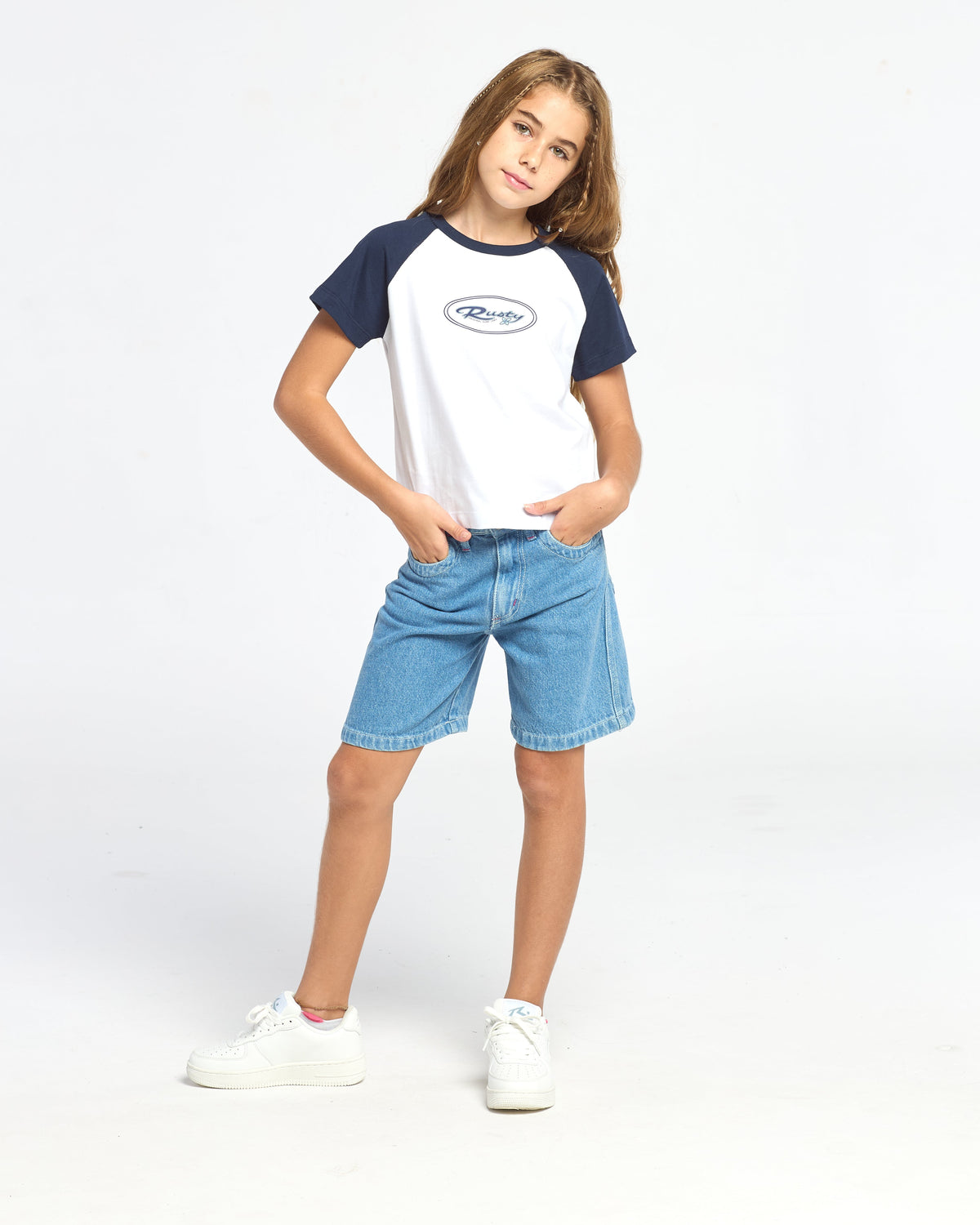 Remera Mc Rusty Tuff Raglan Baby Tee Girls White