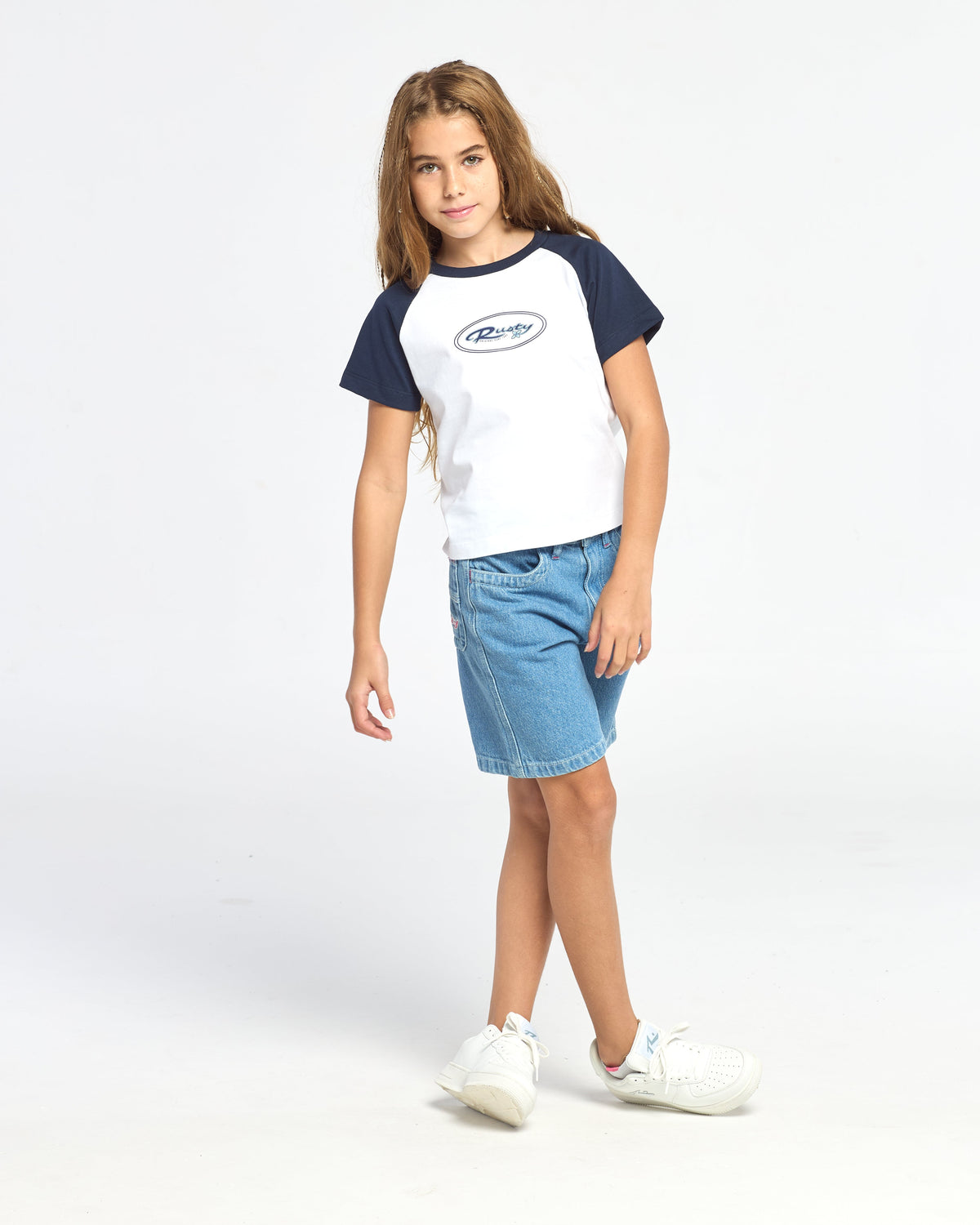 Remera Mc Rusty Tuff Raglan Baby Tee Girls White