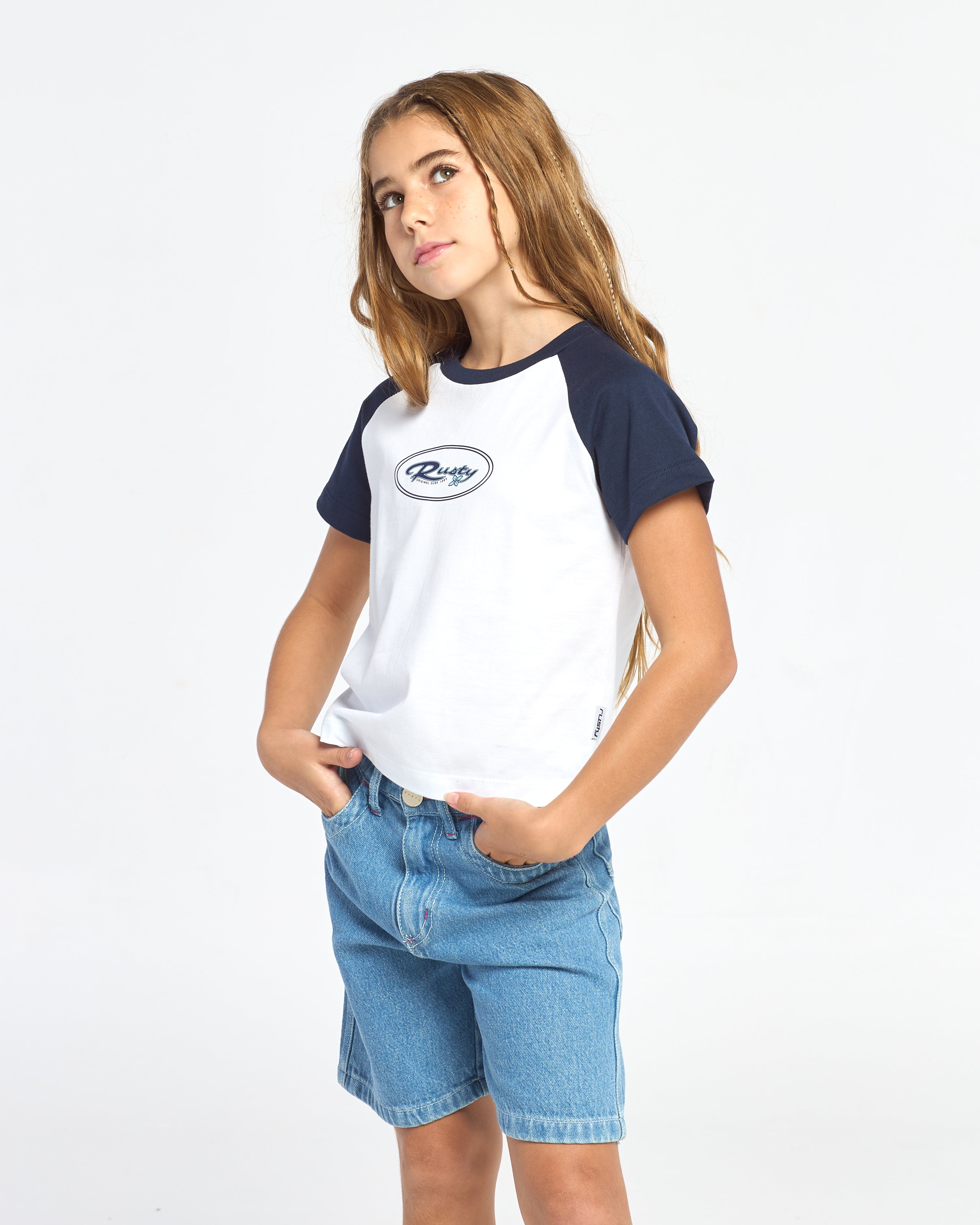 Remera Mc Rusty Tuff Raglan Baby Tee Girls White