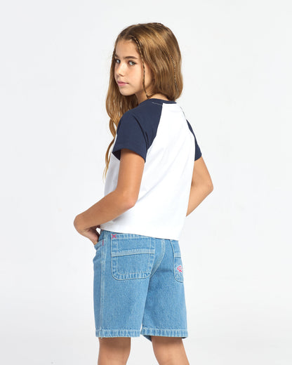 Remera Mc Rusty Tuff Raglan Baby Tee Girls White